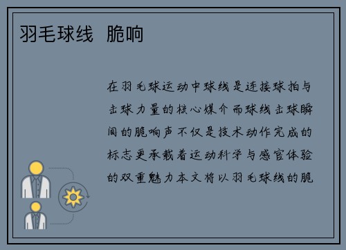 羽毛球线  脆响